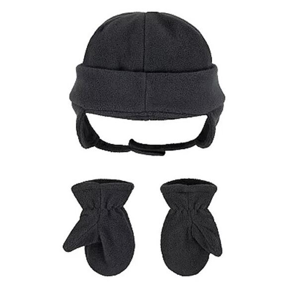 Nike Baby Boys Toddler 2 Piece Hat Mittens Set New Fleece Chin Trapper Cap - Picture 2 of 2